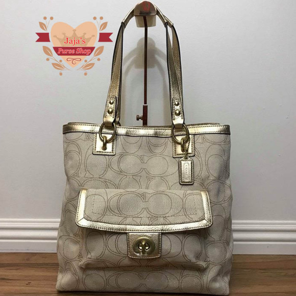 🔱Coach Signature Gold Glitters Sparkly🔱 - Picture 1 of 8